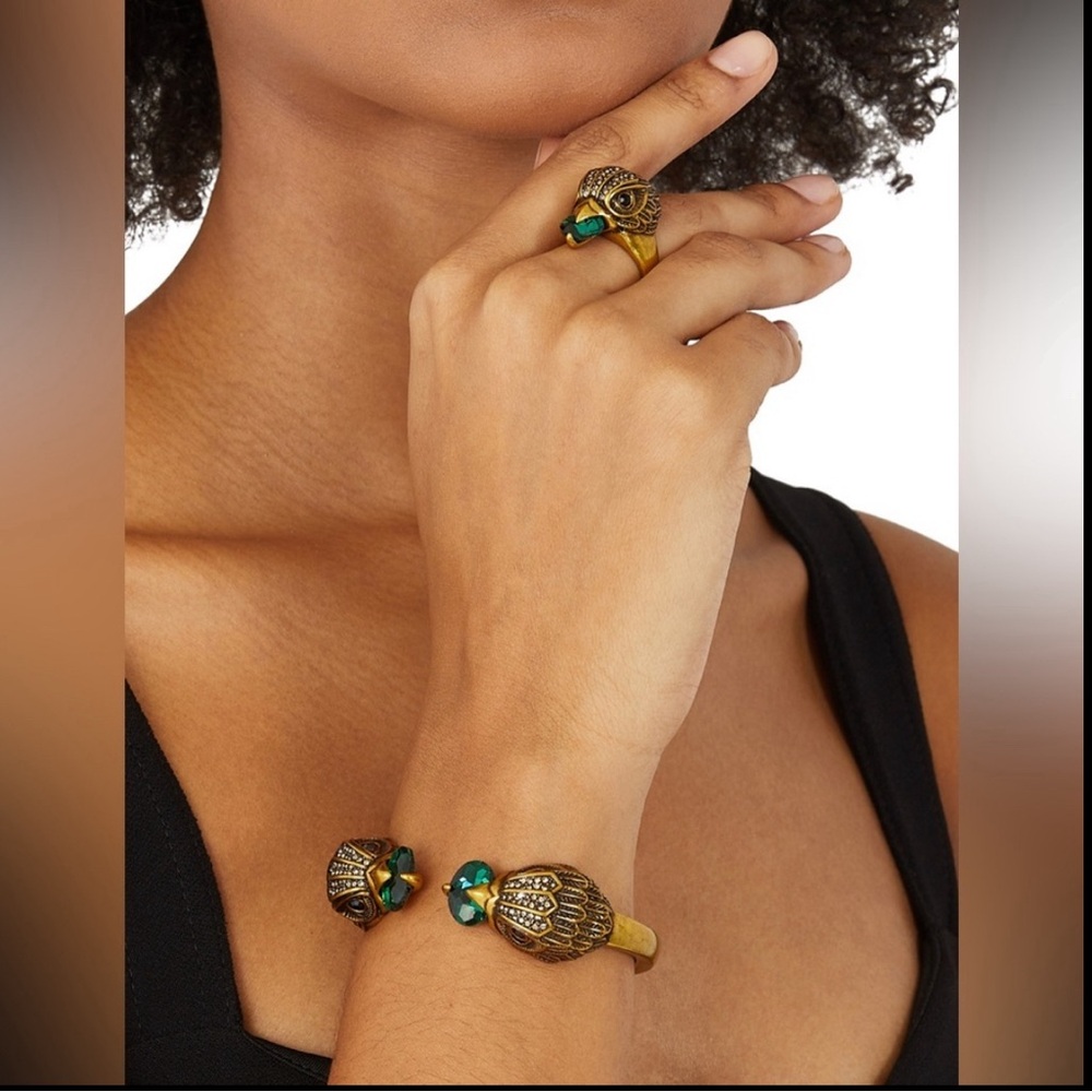 Kurt Geiger Gold and Green Parrot Bracelet - Picture 2 of 7